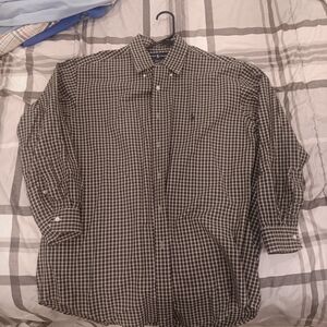 Ralph Lauren Men’s Black & White Checked Oxford Button-Down Shirt Yarmouth